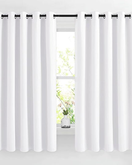 NICETOWN White Room Darkening Curtains for Living Room, Grommet 50% Blackout Thermal Insulated Window Treatment Sound Reducing Drapes for Bedroom/Kids Room, W66 x L66, 2 Panels