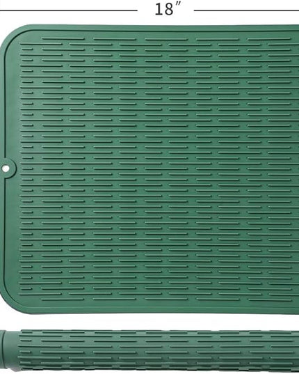 Silicone Dish Drying Mat for Multiple Usage,Easy clean,Eco-friendly,Heat-resistant Silicone Mat for Kitchen Counter or Sink,Refrigerator or Drawer Liner Green XL 18 inches x 16 inches