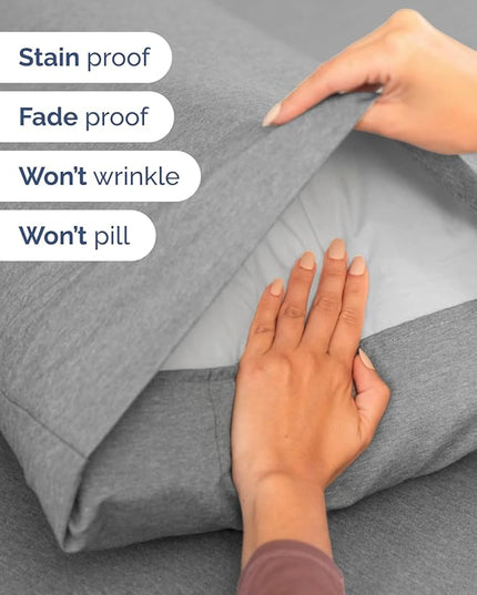 Extra Deep Full Sheet Set - 6 Piece Breathable and Cooling Sheets - Hotel Luxury Bed Sheets Set - Easy Fit - Soft, Wrinkle Free and Comfy Sheets Set - Heathered Grey Sheet Set with Extra Deep Pockets