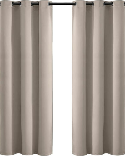 Yakamok Blackout Curtains Room Darkening Thermal Insulated Window Panels,Solid Grommet Top Drapes for Bedroom/Living Room(42Wx72L, Natural, 2 Panels)