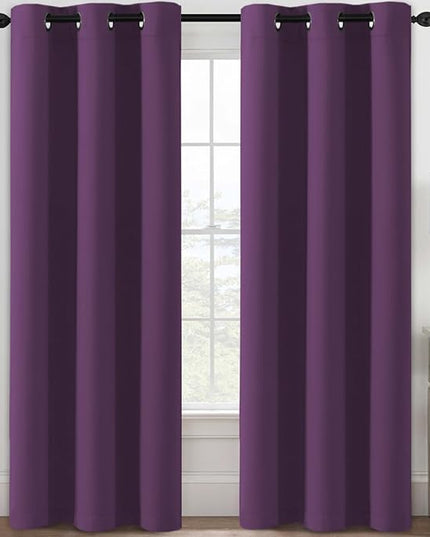H.VERSAILTEX Blackout Curtains for Bedroom Thermal Insulated Room Darkening Living Room Curtains 84 Inch Long Grommet Privacy Protection Window Curtain Panels/Drapes for Nursery, 2 Panels,Plum Purple