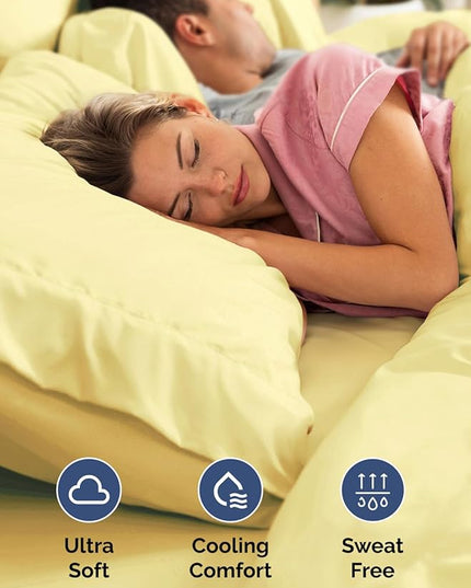 Extra Deep Full Sheet Set - 6 Piece Breathable and Cooling Sheets - Hotel Luxury Bed Sheets Set - Easy & Secure Fit - Soft, Wrinkle Free and Comfy Sheets Set - Yellow Sheet Set with Extra Deep Pockets