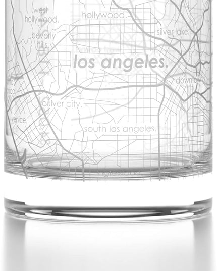 Well Told Engraved Los Angeles California Map Rocks Glass, Old Fashioned Whiskey Glass (11 oz, Clear) Etched Whiskey Glass, Gifts For Whiskey Lovers