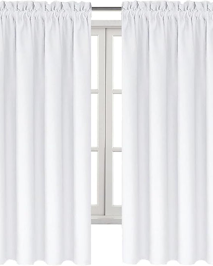 DWCN White Curtains for Living Room Thermal Insulated, 50% Light Blocking Curtains for Bedroom, Dining Room Window, W 42x L 63 Inch, Set of 2 Rod Pocket Curtain Panels