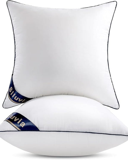 Siluvia 28"x28" Pillow Insert Set of 2 Square Throw 28 Pillows with 100% Cotton Cover for Sofa, Couch, and Bed - White