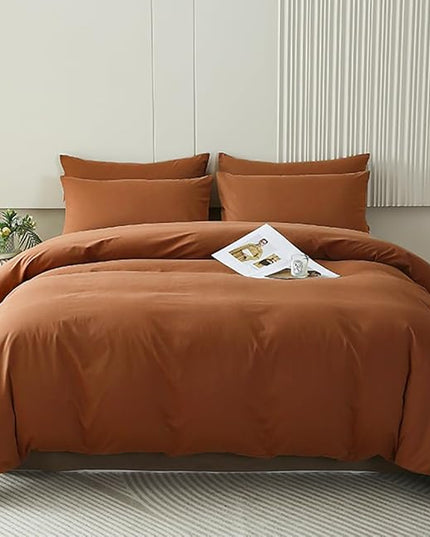 Houseri California King Pumpkin Color Comforter Set Terracotta Bedding Caramel Brown Comforter Sets Cal King Size Utra Comfy Soft Farmhouse Dusty Burnt Orange California King Cinnamon Quilt Blankets
