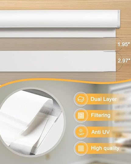 Motorized Blinds with Remote, Cordless Automatic Zebra Shades, Smart Blind for Windows, White, 31 x 72