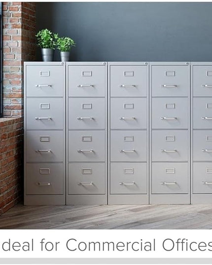 Scranton & Co 4-Drawer 22" Deep Letter Filing Cabinet in Black, Office Commercial Grade, Fully Assembled, Light Gray