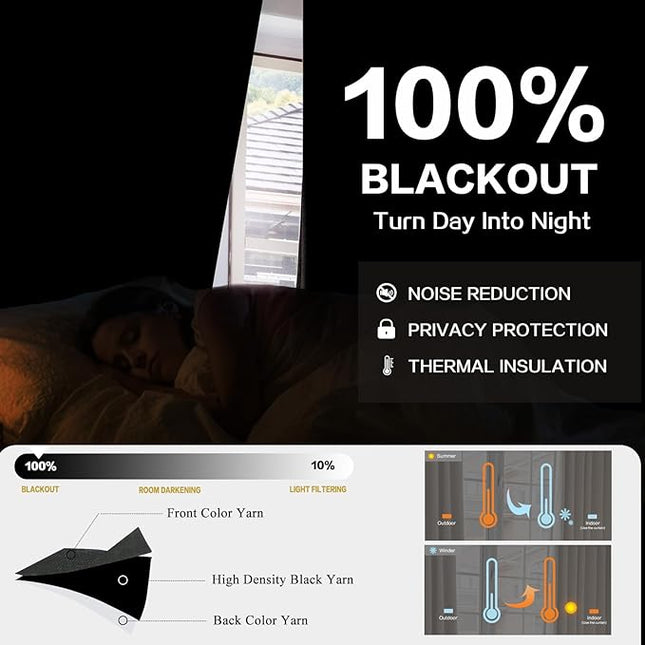 YZ HOME Grey Linen 100% Blackout Pinch Pleated Curtains 108 Inches Long 2 Pages for Living Room Gray Back Tab Thermal Insulated Black Out Drapes Living Room High Ceiling Length 9 Ft