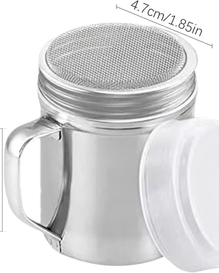 Powder Shaker Stainless Steel | Sturdy Salt Dispenser With Dust-Proof Lid,Container Jar With Handle, Kitchen Utensils & Gadgets For Baking Camping Travel, Companion Table Coffee Sugar Flour