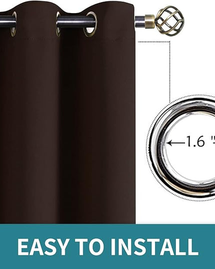 BGment Blackout Curtains - Grommet Thermal Insulated Room Darkening Bedroom and Living Room Curtains, Set of 2 Panels (52 x 108 Inch, Brown)