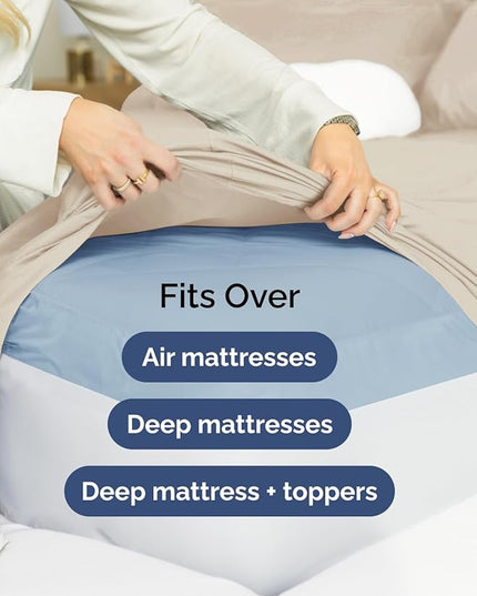 Extra Deep Full Sheet Set - 6 Piece Breathable and Cooling Sheets - Hotel Luxury Bed Sheets Set - Easy & Secure Fit - Soft, Wrinkle Free and Comfy Sheets Set - Wheat Sheet Set with Extra Deep Pockets