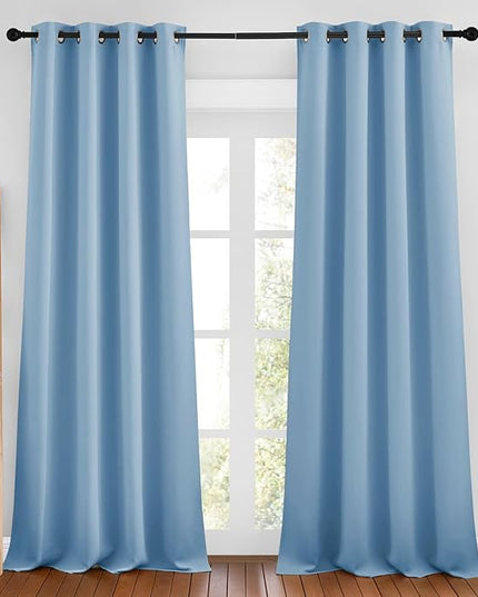 NICETOWN Blue Curtains 96 inches Long, Grommet Thermal Insulated Blackout Curtains Privacy Window Treatments for Boys Room/Living Room, W46 x L96, 2 Panels