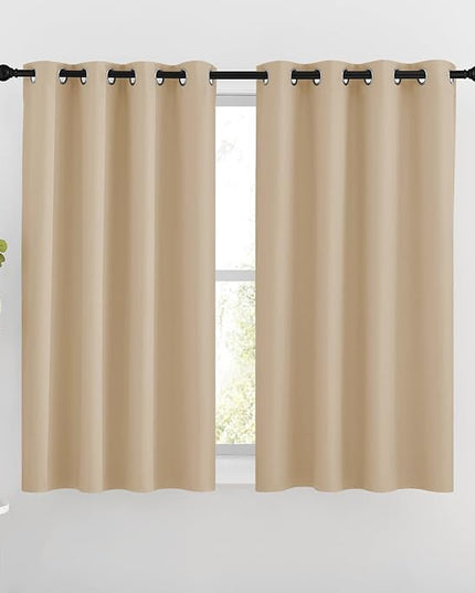 NICETOWN Bedroom Blackout Curtains and Drapes - Window Treatment Thermal Insulated Solid Grommet Blackout Draperies for Bedroom (Biscotti Beige, Set of 2, 46 by 54 Inch)
