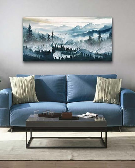 hyidecorart Canvas Wall Art For Living Room Large Wall Decor for Bedroom Home Decor Office Decorations Fog Forest Landscape Wall Painting Stretched And Framed Pictures Art Ready To Hang Works