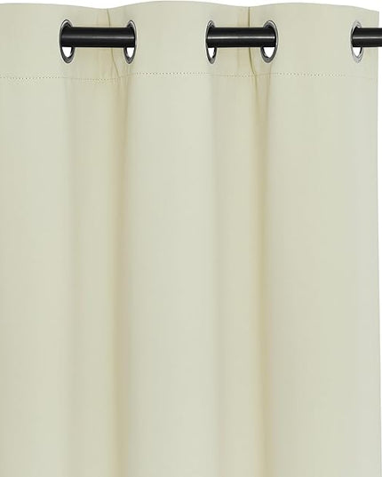 NICETOWN Beige Blackout Curtains for Bedroom/Living Room 132 Inch Length - Thermal Insulated Room Darkening Grommet Top Window Curtains (100 by 132 - Inch, 1 Panel)