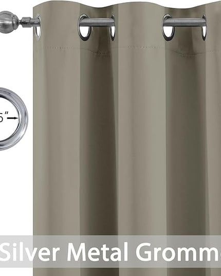 Yakamok Premium Room Darkening Thermal Insulated Curtains for Bedroom/Living Room - Classic Grommet Top (2 Panels, Taupe, 38 Inch by 84 Inch)
