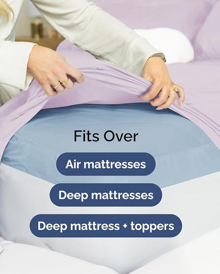 Extra Deep King Sheet Set - 6 Piece Breathable and Cooling Sheets - Hotel Luxury Bed Sheets Set - Easy Fit - Soft, Wrinkle Free and Comfy Sheets Set - Light Lavender Sheet Set with Extra Deep Pockets