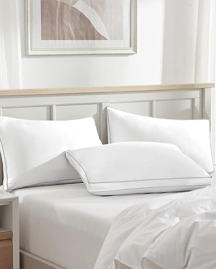 Globon Luxury Feather Down Pillow King Size,Medium Firm Gusseted Bed Pillows for Sleeping, Hotel Collection Fluffy Pillow, 18"X34", Pack of 1