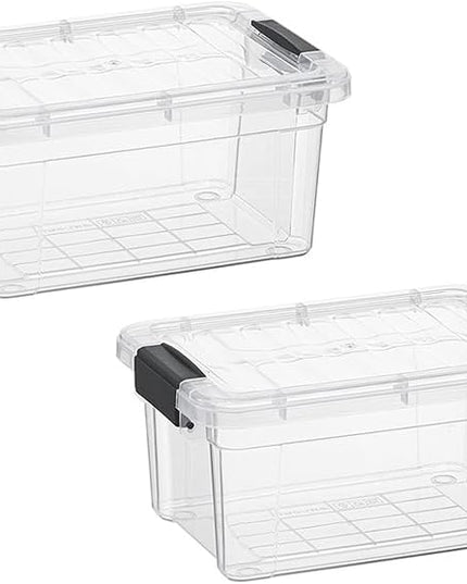 Superio Storage Bins with Lids- 2 Pack, 1.85 Qt Clear Boxes for Organizing, Stackable Plastic Containers- BPA Free, Non-Toxic, Odor Free, Organizer for Home, Office, Dorm