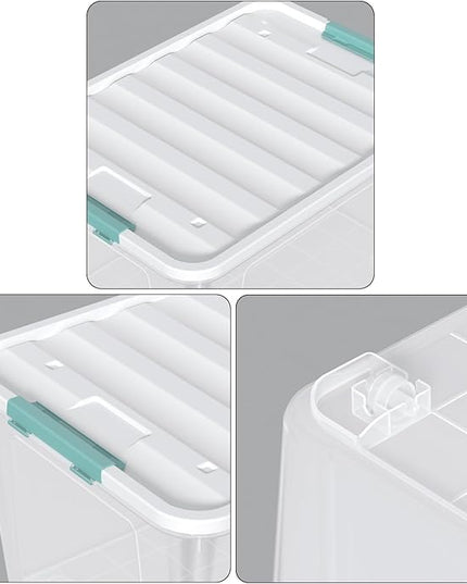 85 Quart Large Plastic Storage Bins, 4-Pack Clear Plastic Storage Box with Wheels