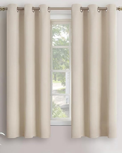 YoungsTex Champagne Room Darkening Curtains 63 Inches Length for Bedroom - Thermal Insulated with Grommet Blackout Window Drapes for Living Room, 2 Panels, 34 x 63 Inch