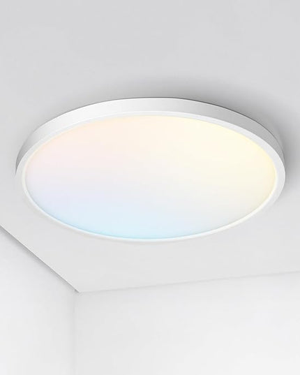 ASD LED 12" Round Flush Mount Ceiling Light Fixture, Low Profile Surface Lighting | 5CCT, Dimmable, Ultra-Thin, ETL Listed | 24W 1900LM 2700-6000K 120V | Kitchen, Bedroom, Hallway Lamp | White