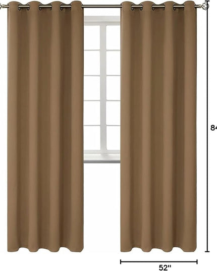 BGment Blackout Curtains for Living Room - Grommet Thermal Insulated Room Darkening Curtains for Bedroom, 2 Panels of 52 x 84 Inch, Taupe