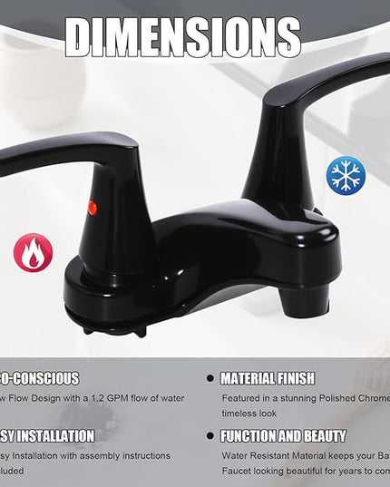 Bathroom Sink Faucet 3-Hole Bathroom Sink Faucet for RV & Vanity – 4-Inch Base Spacing, Compatible with Moen/Delta Systems