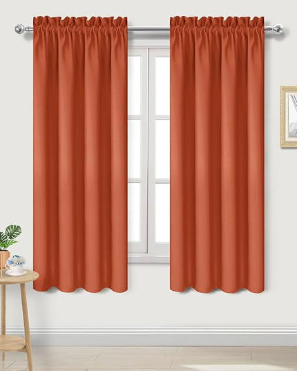 DWCN Blackout Curtains Thermal Insulated, Energy Saving & Noise Reducing Bedroom and Living Room Curtains, Burnt Ochre, W 42x L 63 Inch, Set of 2 Rod Pocket Curtain Panels