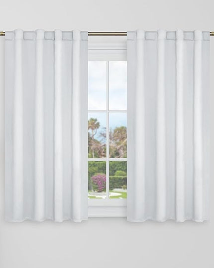 BGment 40 Inch Length Blackout Curtains for Cafe - 38 x 40 inch Short Window Curtains Rod Pocket and Back Tab Thermal Insulated Room Darkening Curtains for Kitchen Bathroom, 2 Panels, Greyish White