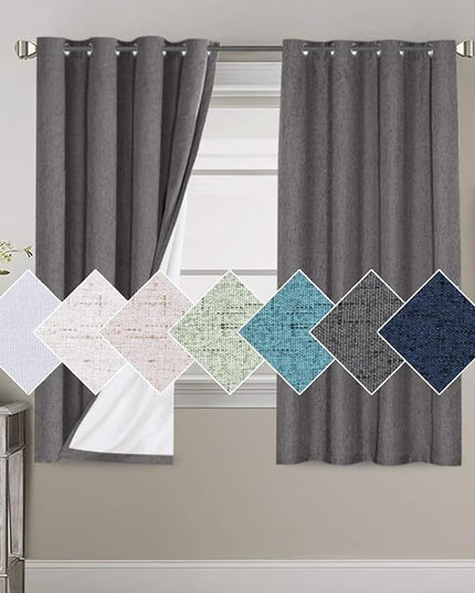 H.VERSAILTEX 100% Blackout Curtains for Bedroom 63 Inches Long Grommet Linen Face Full Light Blocking Curtain Drapes for Living Room Thermal Linen Look Curtains 2 Panels Set, 52" W x 63" L, Grey