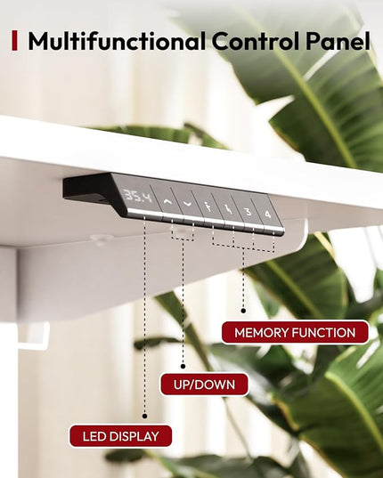 SANODESK Standing Desk Height Adjustable Electric Stand up Desk 55x24 Inches Sit Stand Home Office with Splice Board, White Frame/White Top