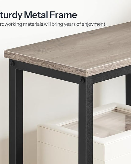 HOOBRO Narrow Console Table, Sofa Table, 4-Tier Industrial Entryway Table with Metal Mesh Shelf, Hallway Table with Adjustable Feet, for Entryway, Living Room, Hallway, Greige and Black BG79XG01