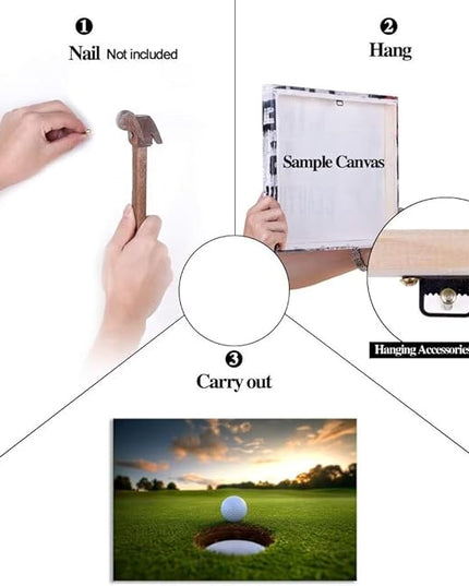 chenchenArt Golf Wall Art for Living Room Bedroom Home Decorations Golf Ball Picture Poster Canvas Prints Modern Artwork Framed Ready to Hang(24''H x 36''W)