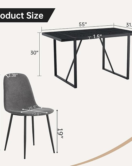 Dining Table Set for 6,Modern Dining Table and Fabric Chairs 6, 7 Piece Kitchen Table and Chairs for Kitchen Dining Room,Apartment