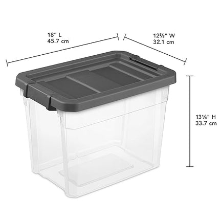 Sterilite 24-Pack Modular Stacker Box, Durable Clear Plastic Storage Bins with Latching Lids, 30 Quart - Stackable Organizing Container Boxes for Closet, Bathroom, and Office