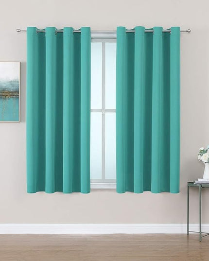 ChrisDowa Grommet Room Darkening Curtains for Bedroom and Living Room - 2 Panels Set Thermal Insulated Blackout Curtains (Teal, 52 x 45 Inch)