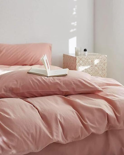 Luxlovery Pink Comforter Set Full Blush Pink Comforter Sets Solid Color Women Dusty Rose Qulits Comfy Soft Comforter Blanket Breathable Comforter Set for Women Girls