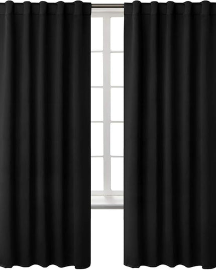 BGment Halloween Black Blackout Curtains 84 inches Long - Rod Pocket and Back Tab Thermal Insulated Bedroom Drapes for Living Room, 42 x 84 Inches, 2 Window Curtain Panels