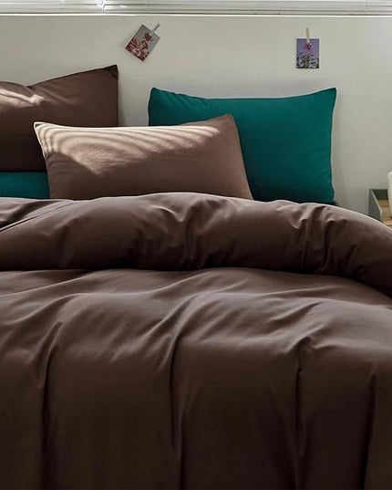 Houseri Brown Cal King Comforter Set Mocha Bedding California Size Coffee Color Cali Dark Colored Sets Vintage Solid Chocolate Blanket Oversized, King(96''*104''-Comforter)