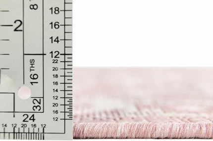 Rugs.com Outdoor Aztec Collection Rug – 13 Ft Round Pink Flatweave-Pile Rug Perfect for Kitchens, Dining Rooms
