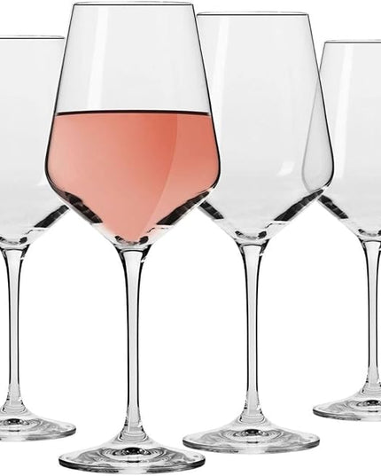 Krosno Large White Wine Glass | Set of 4 | 13.2 oz | Avant-garde Collection | Perfect for Home, Restaurants and Parties | Dishwasher Safe | Lead-Free Crystal Glass