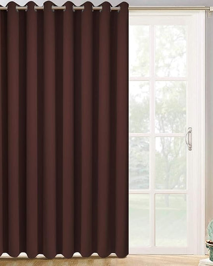 Yakamok Blackout Drapes for Sliding Glass Door - Thermal Insulated Door Blinds,Room Darkening Room Divider Window Curtain for Bedroom/Living Room(Chocolate Brown, 100 inches x 96 inches)