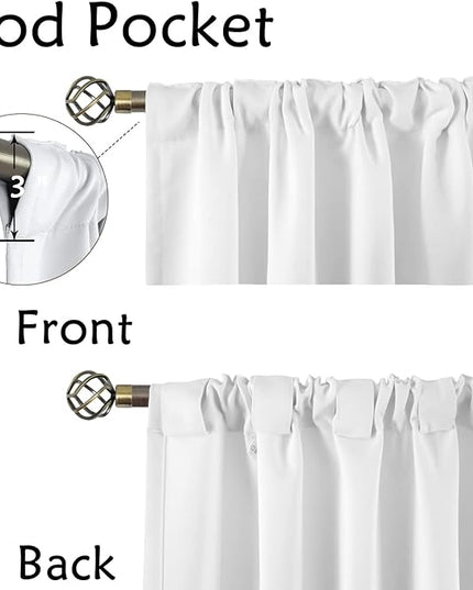 BGment Rod Pocket and Back Tab 50% Blackout Curtains for Bedroom - Thermal Insulated Room Darkening Curtains for Living Room, 2 Window Curtain Panels (38 x 54 Inch, Pure White)