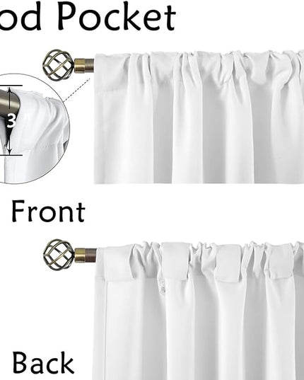 BGment Blackout Curtains 40 Inch Length for Small Window - 38 x 40 inch Curtains Rod Pocket and Back Tab Thermal Room Darkening Curtains for Kitchen/Cafe Room, 2 Window Panels, Pure White