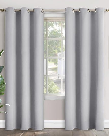 YoungsTex Light Grey Room Darkening Curtains 84 Inches Long - Thermal Insulated with Grommt Bedroom Blackout Curtains for Living Room, 2 Panels, 42 x 84 Inch, Light Grey
