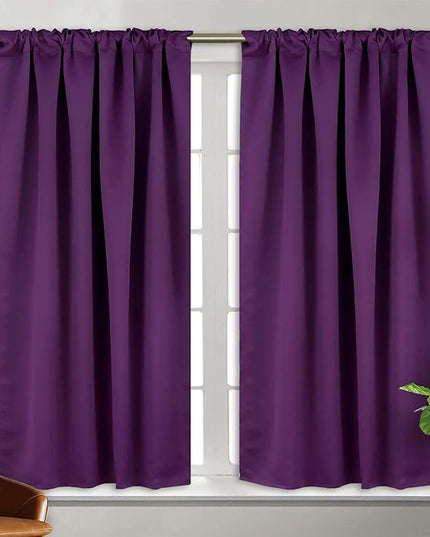 BGment Purple Curtains for Bedroom - 45 inch Rod Pocket and Back Tab Blackout Curtains Thermal Insulated Room Darkening Curtains for Living Room, 2 Window Panels, 38 x 45 Inch