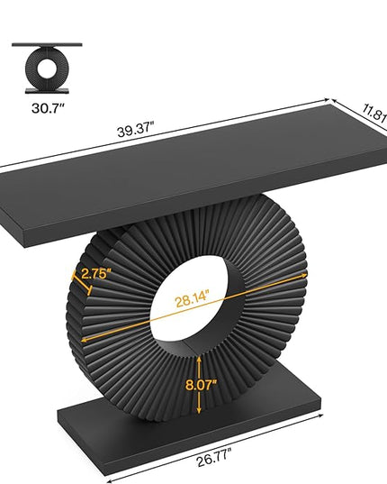 Tribesigns Modern Console Table with Geometric Base, 40 inch Wood Entryway Table Sofa Table Narrow Long, Contemporary Accent Table for Living Room, Entryway, Hallway, Black