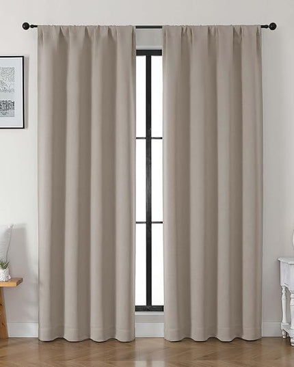Gwine Stone Blackout Curtains for Bedroom 84 inches Long 2 Panels Set, Solid Noise Reducing Thermal Insulated Blackout Curtains for Living Room with Rod Pocket, Each 40" Wx84 L